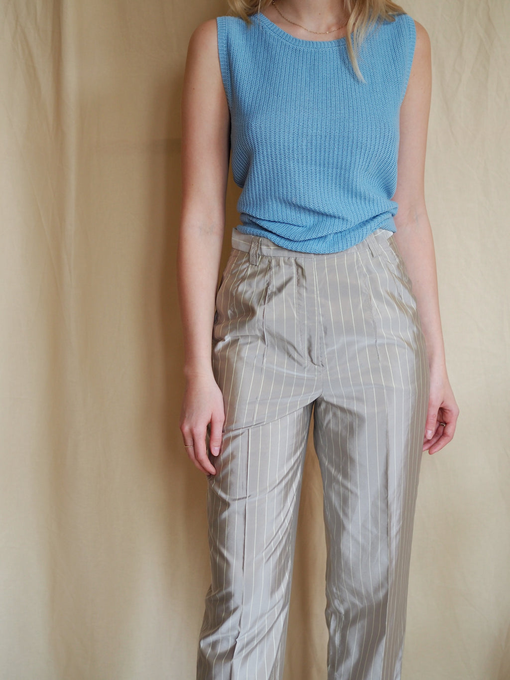 Tapered Silk Blend Trousers