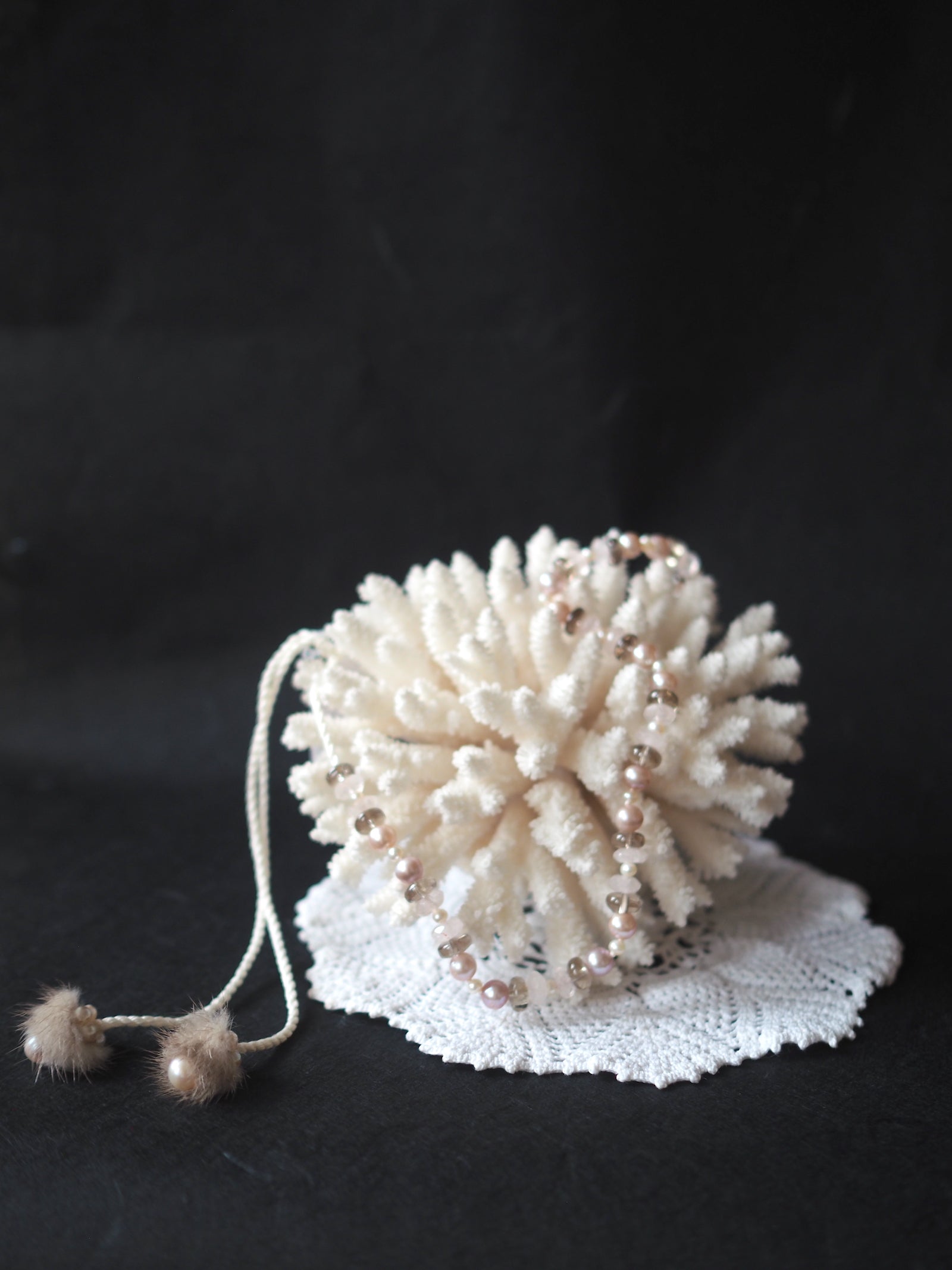 Pearls, Rose Quartz & Smoky Quartz Necklace