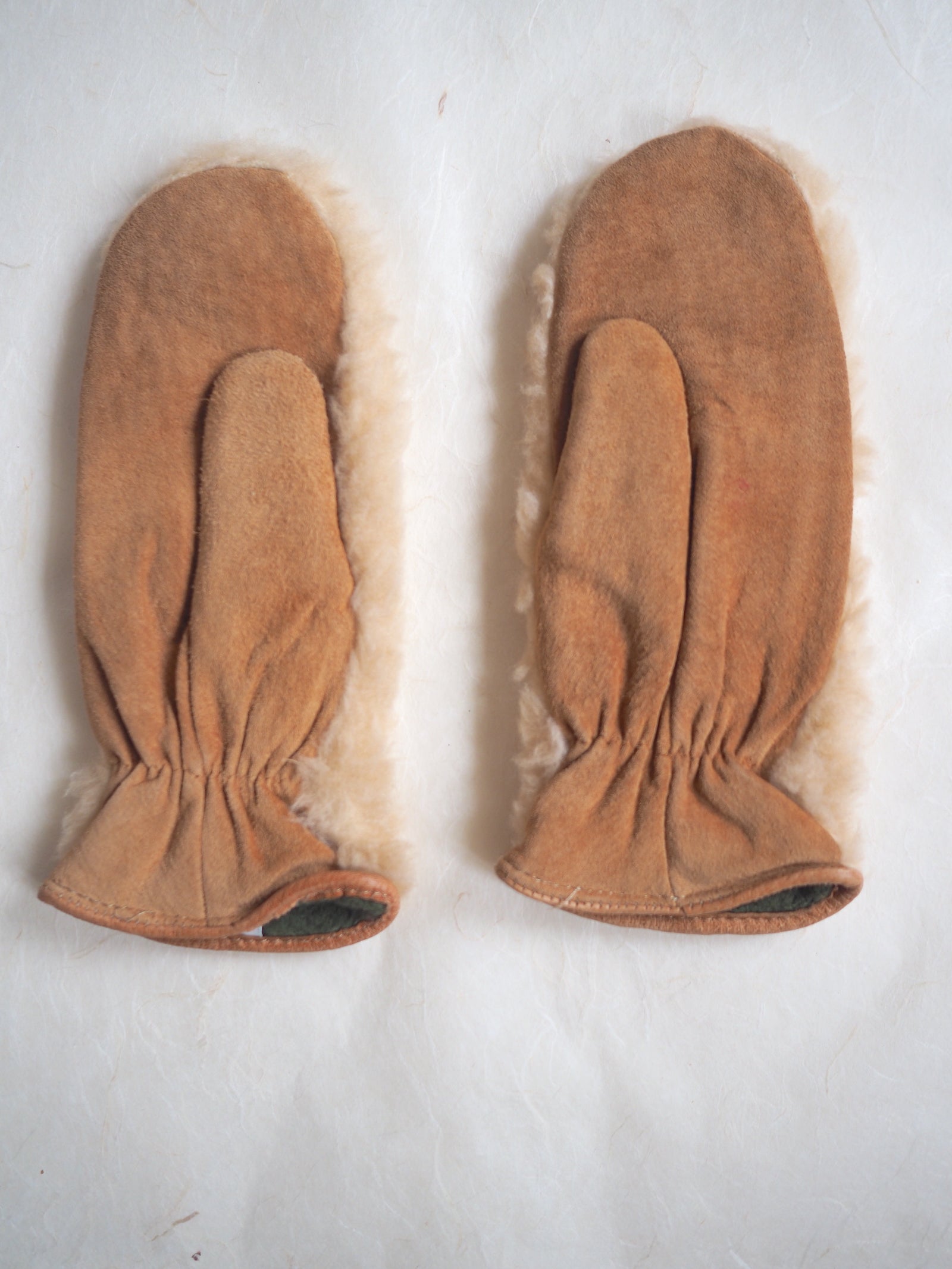 Vintage Leather & Shearling Mittens
