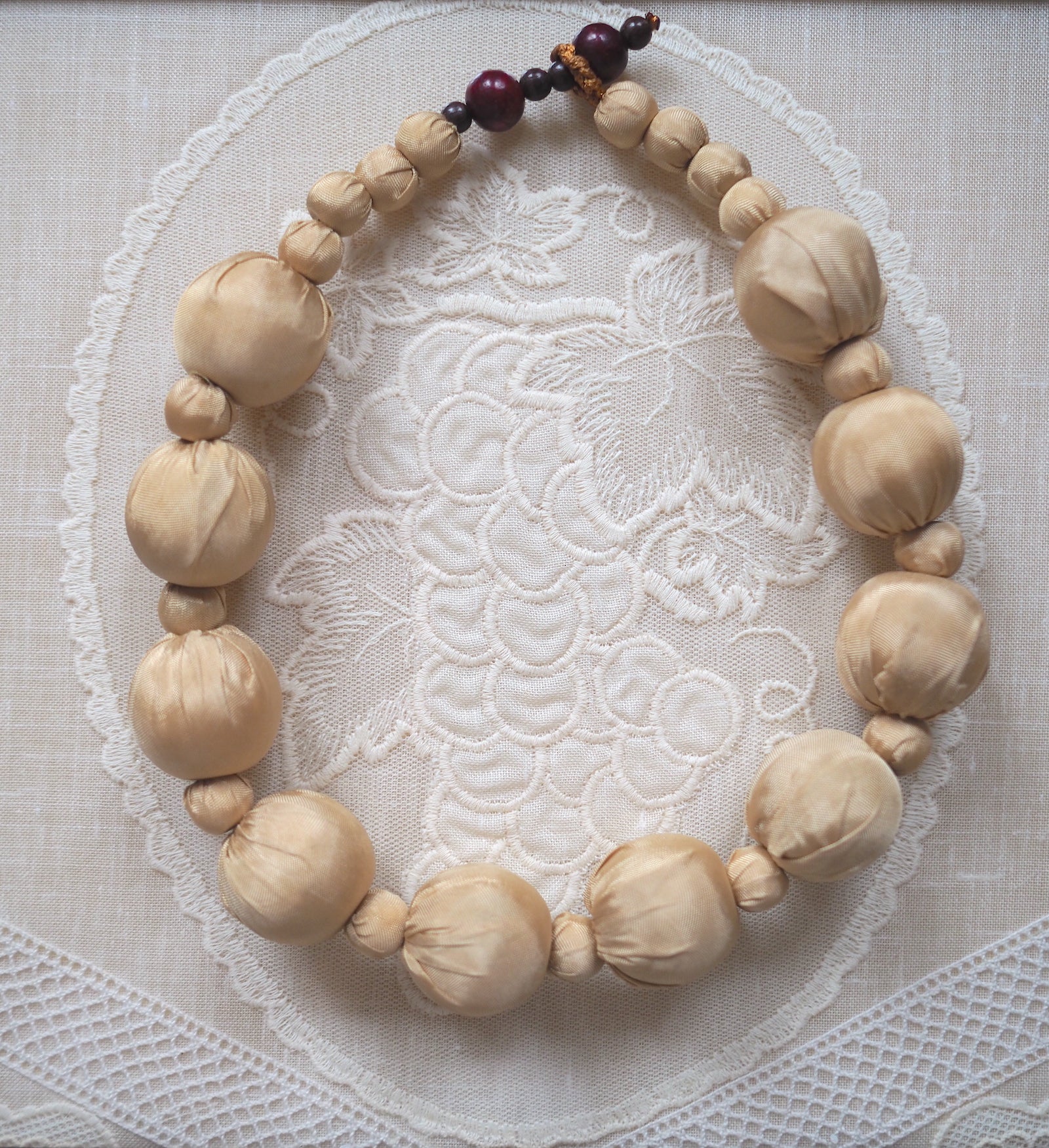 Silk-Wrapped Pearl Necklace