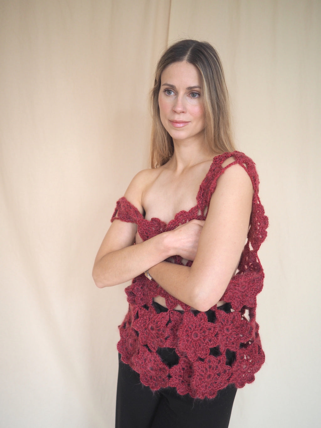 Hand-knitted Flower Vest