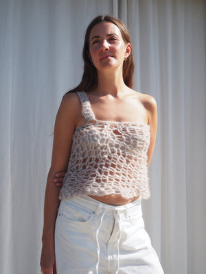 Asymmetric hand-knitted Top