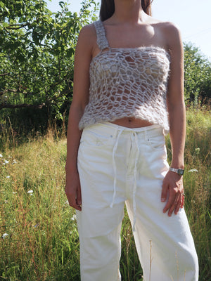 Asymmetric hand-knitted Top