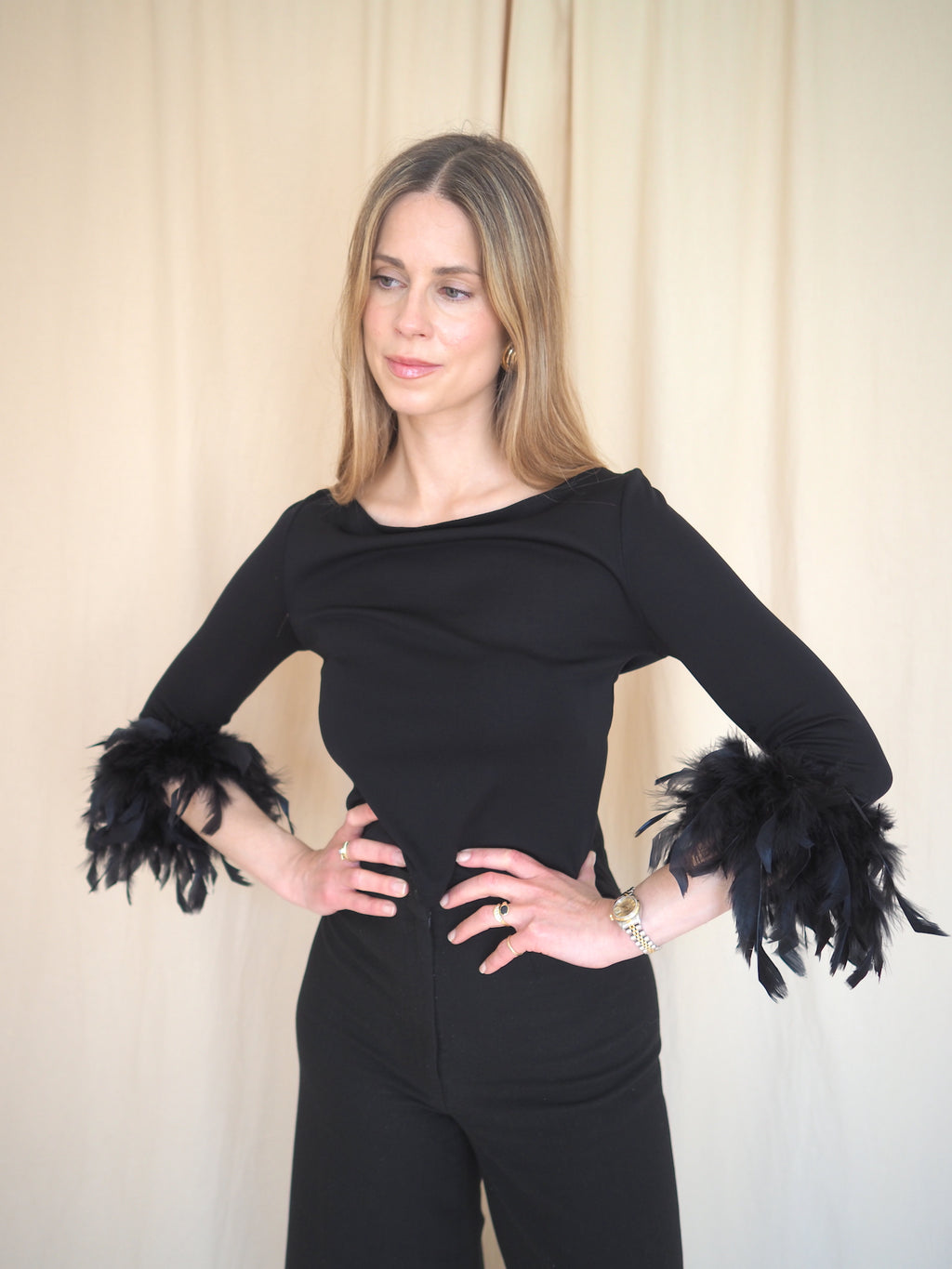 Open Back Feather Top