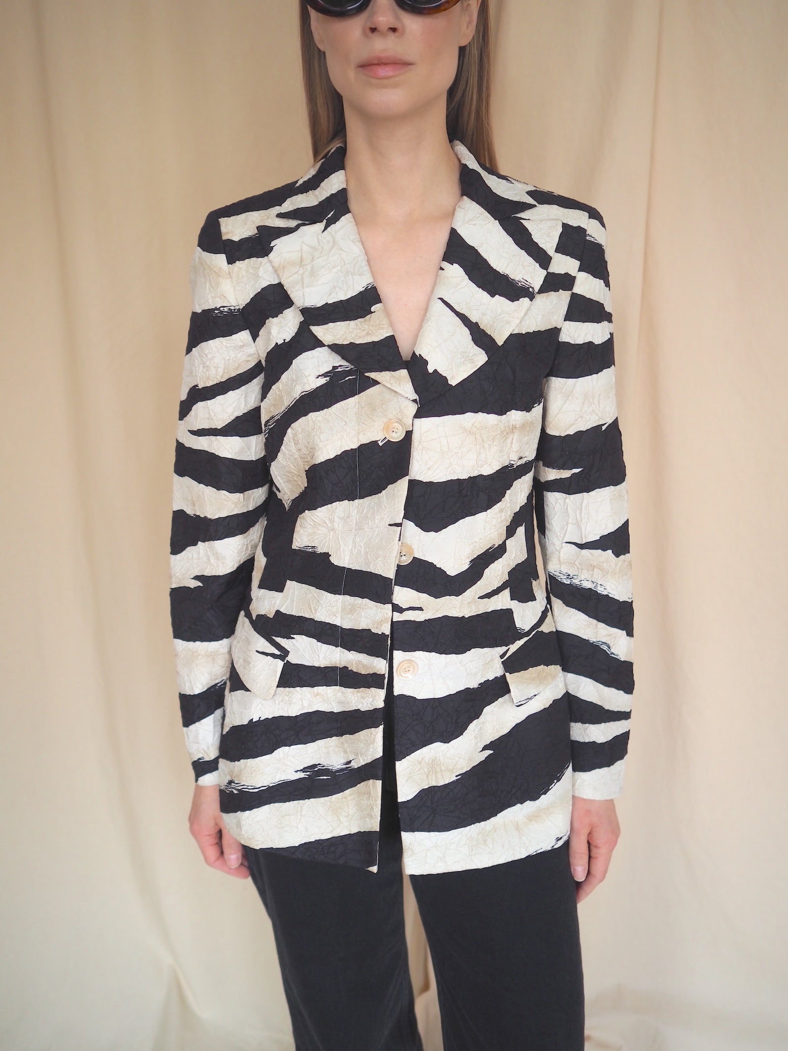 Zebra Print Silk Blazer