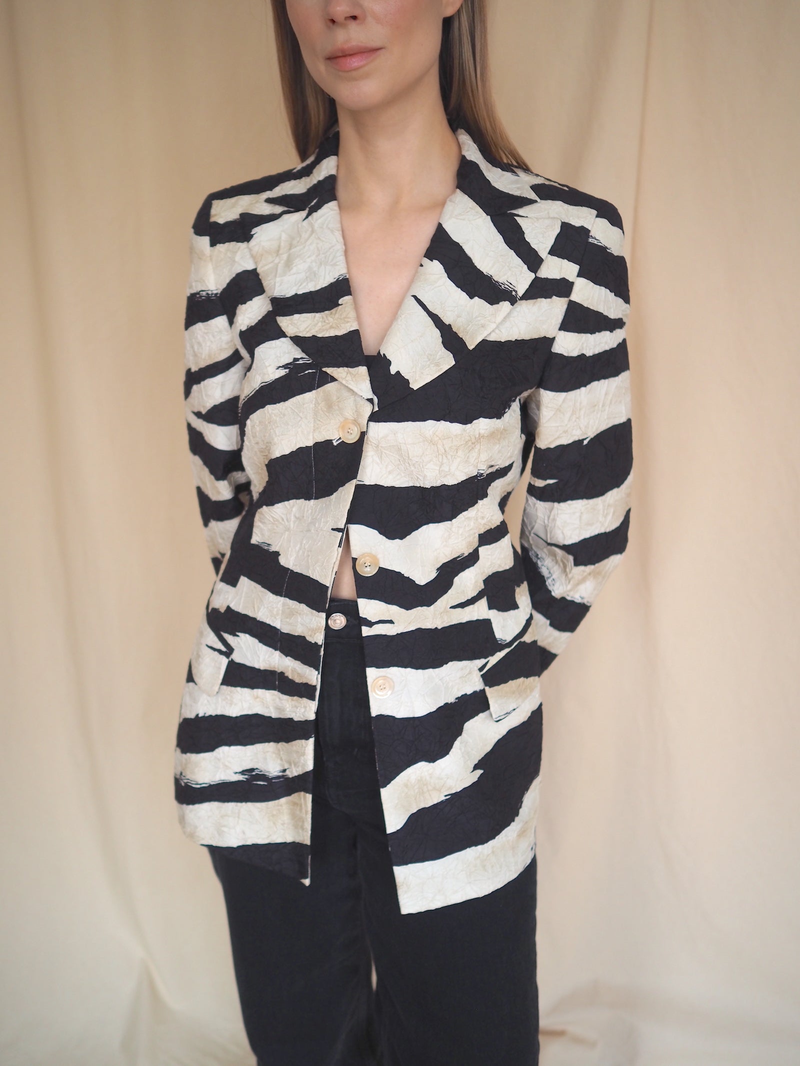 Zebra Print Silk Blazer