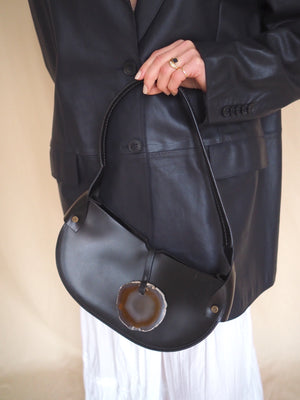 Leather Bag with Stone Ornament