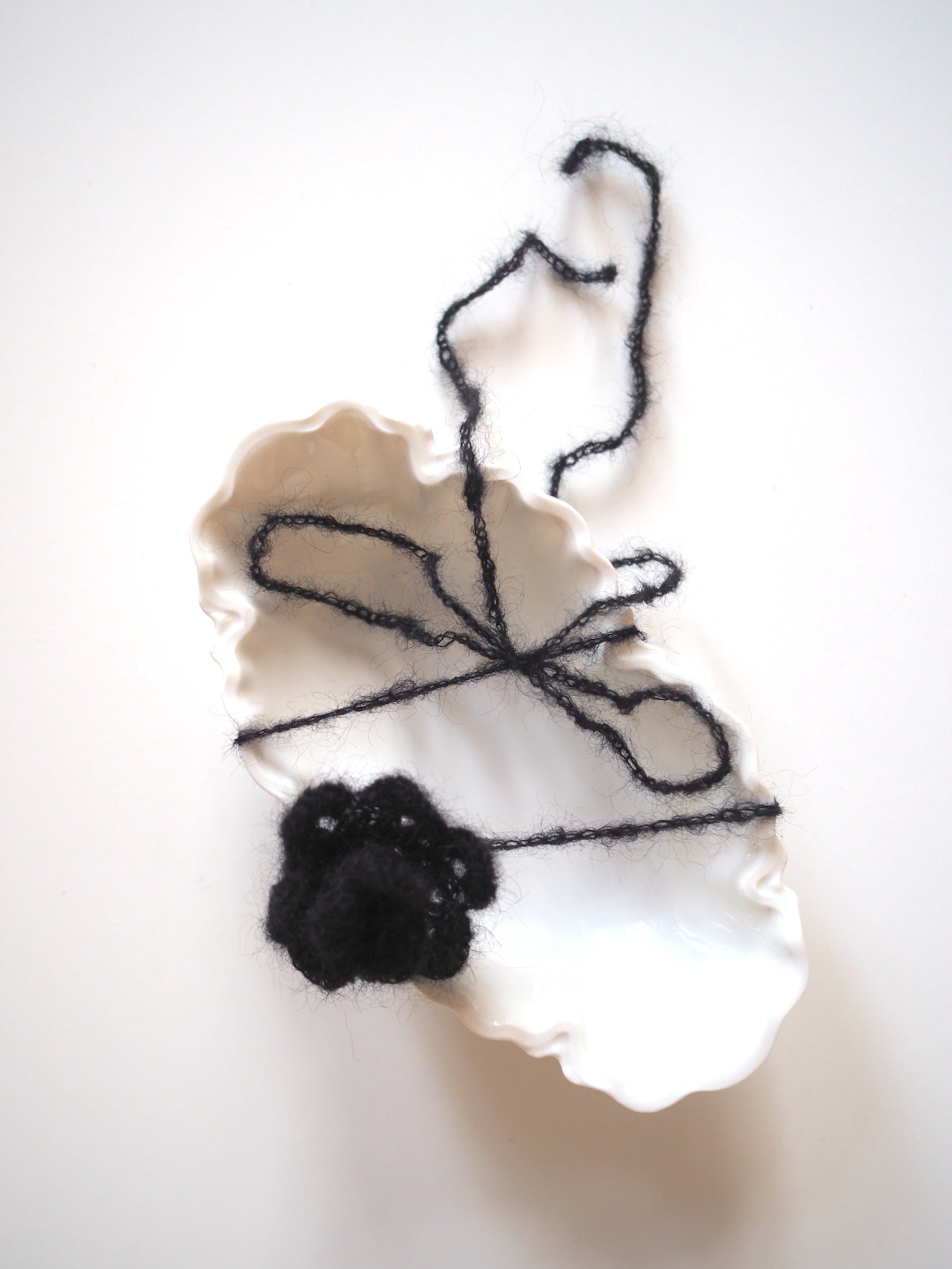 Mohair Flower Chocker / Belt (Black)