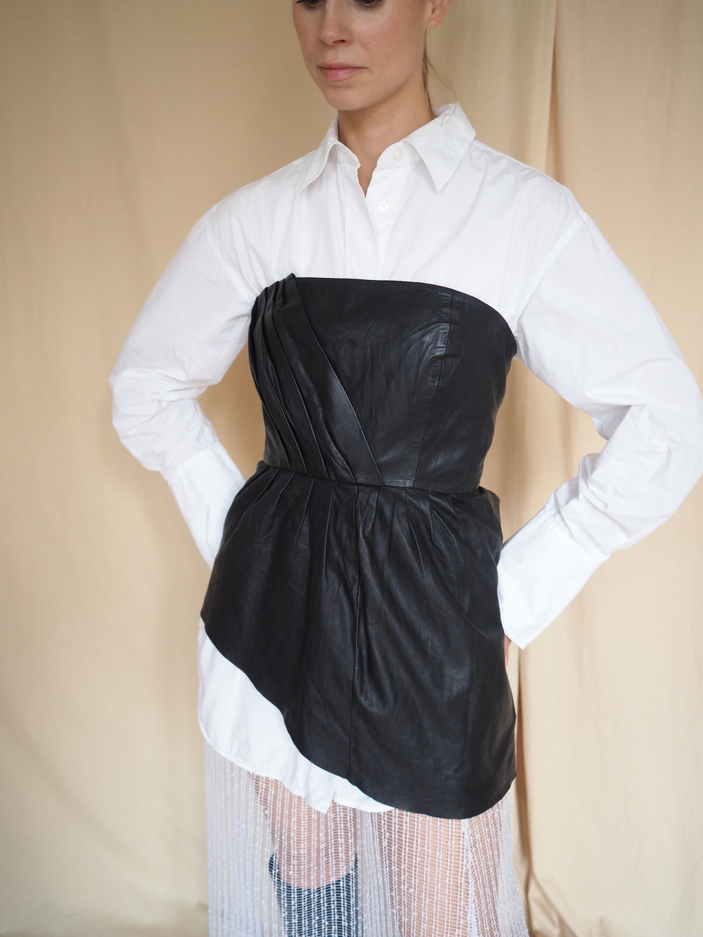 Leather Bandeau Top