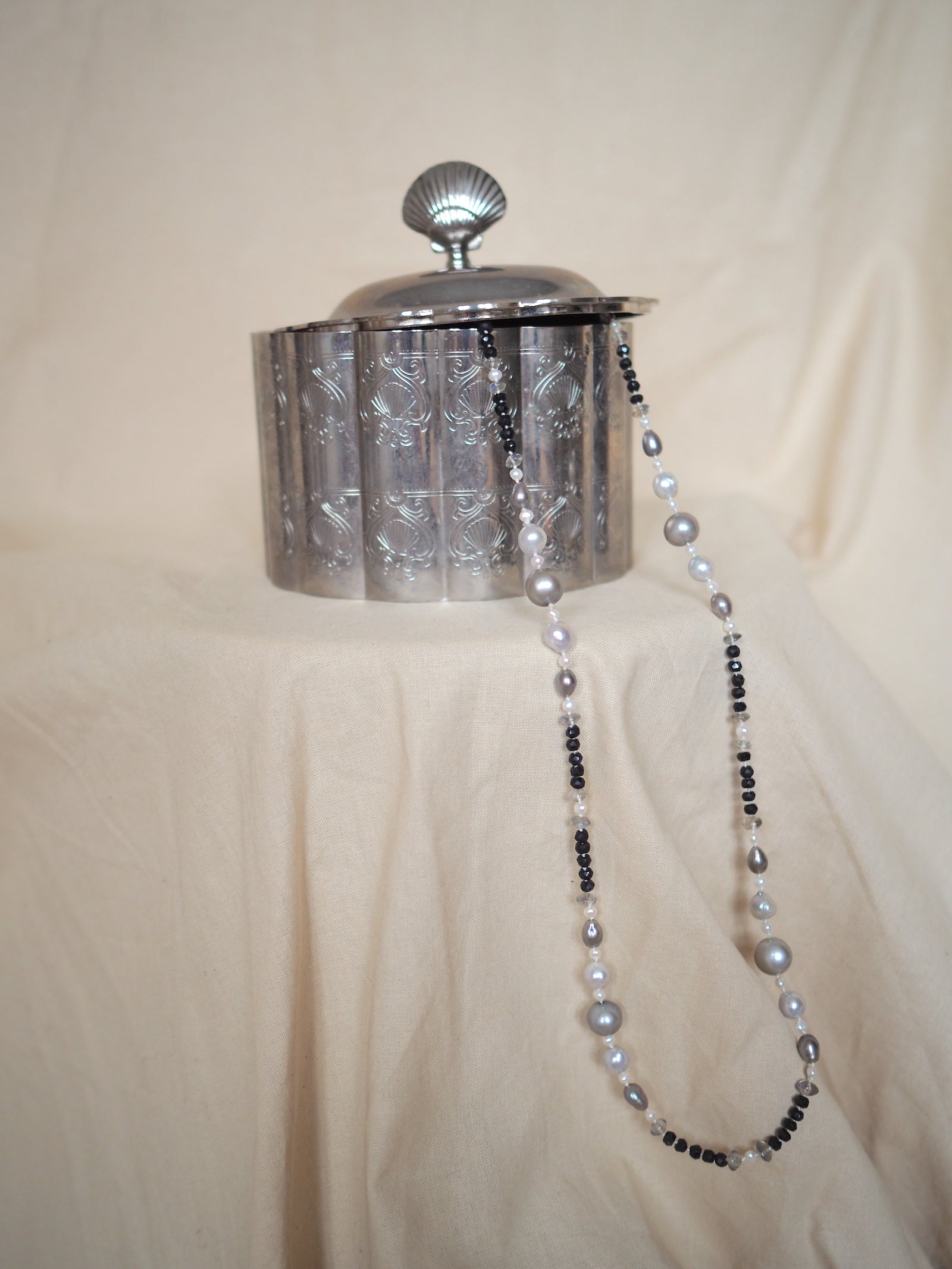 Long Pearls, Tourmaline & Labradorite Necklace