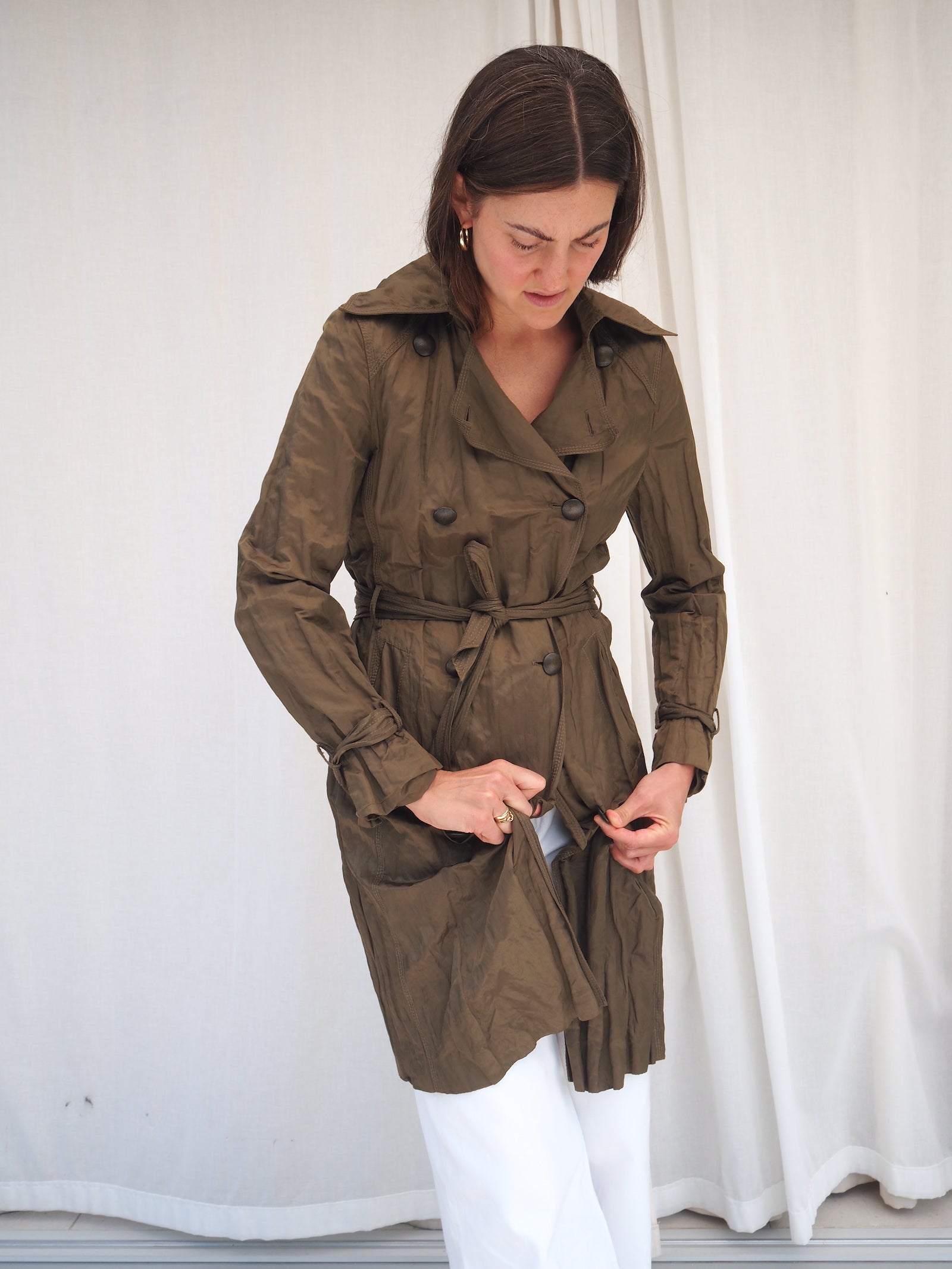 Crinkle Trench Coat