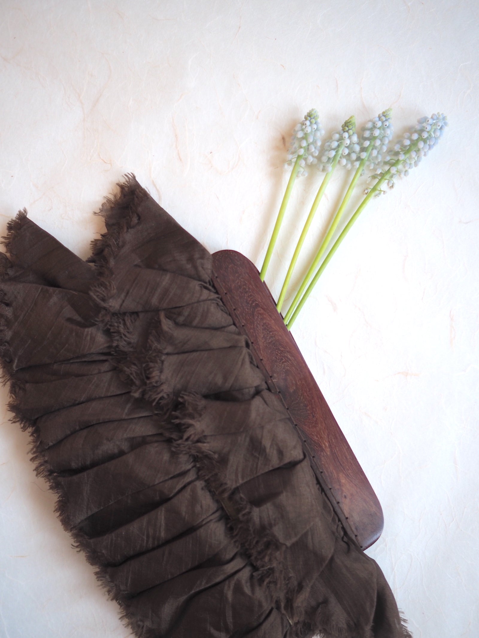 Vintage Silk Ruffle Clutch