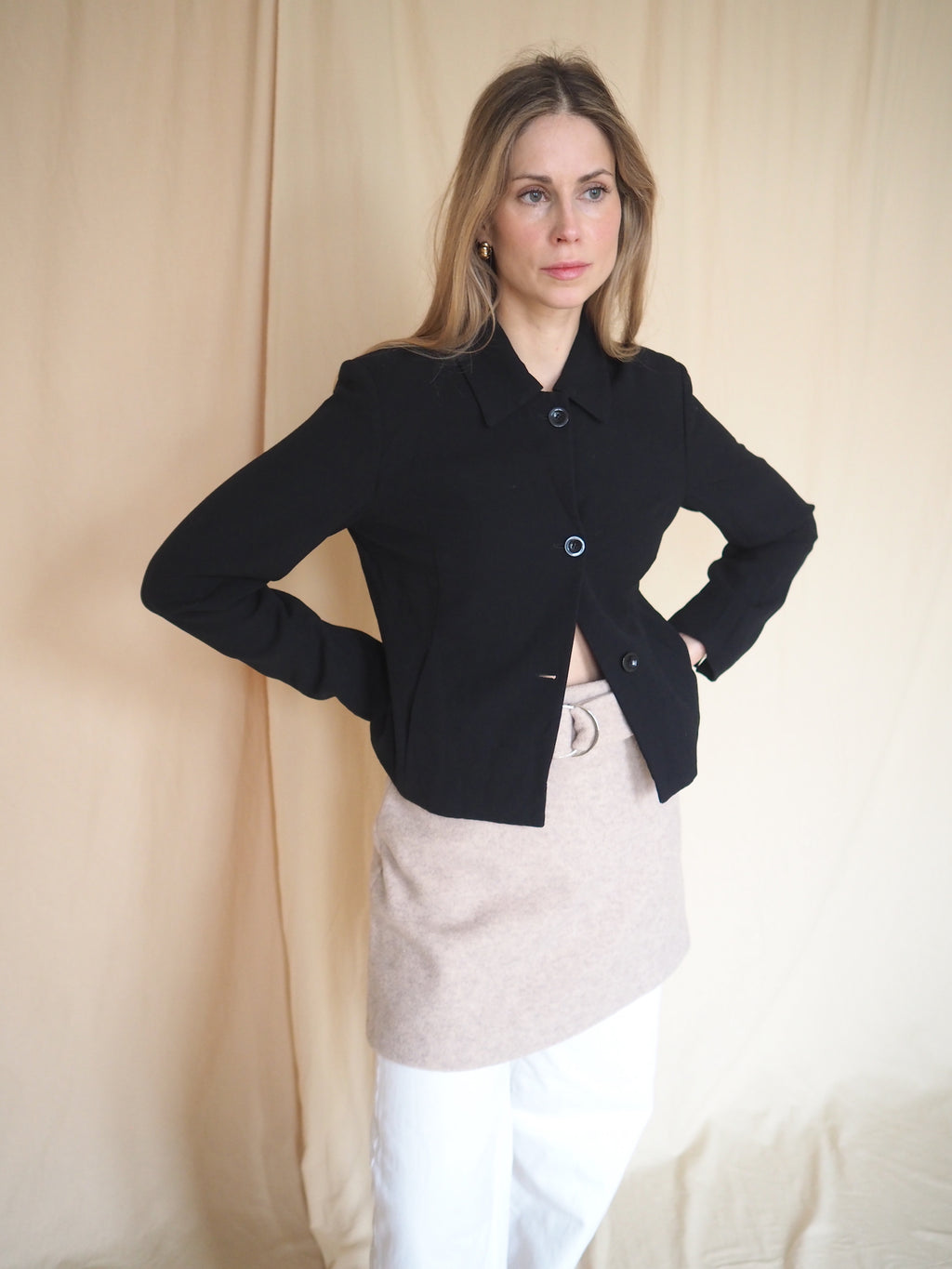 Crop Wool-blend Blazer