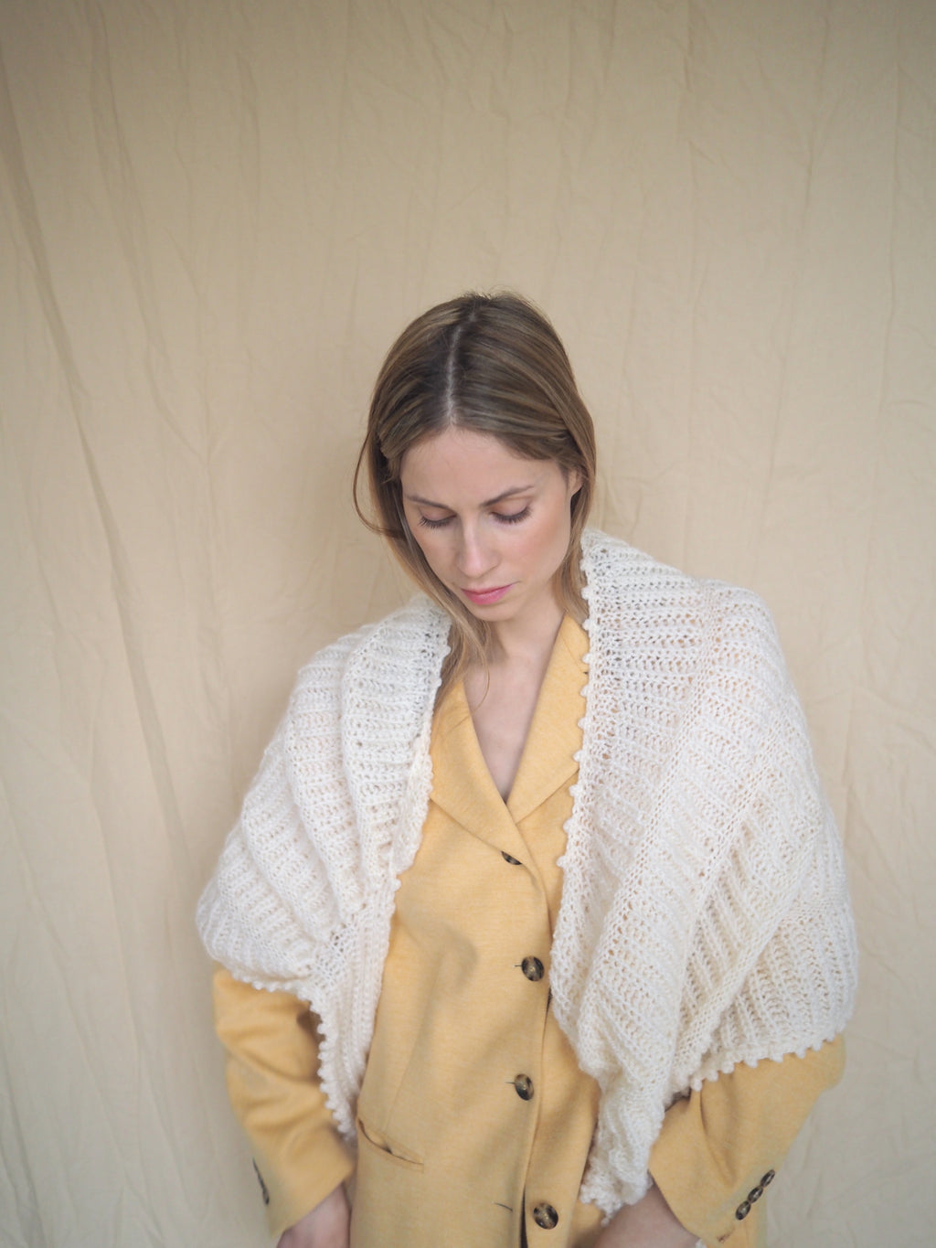 Hand-Knitted Wool Cape