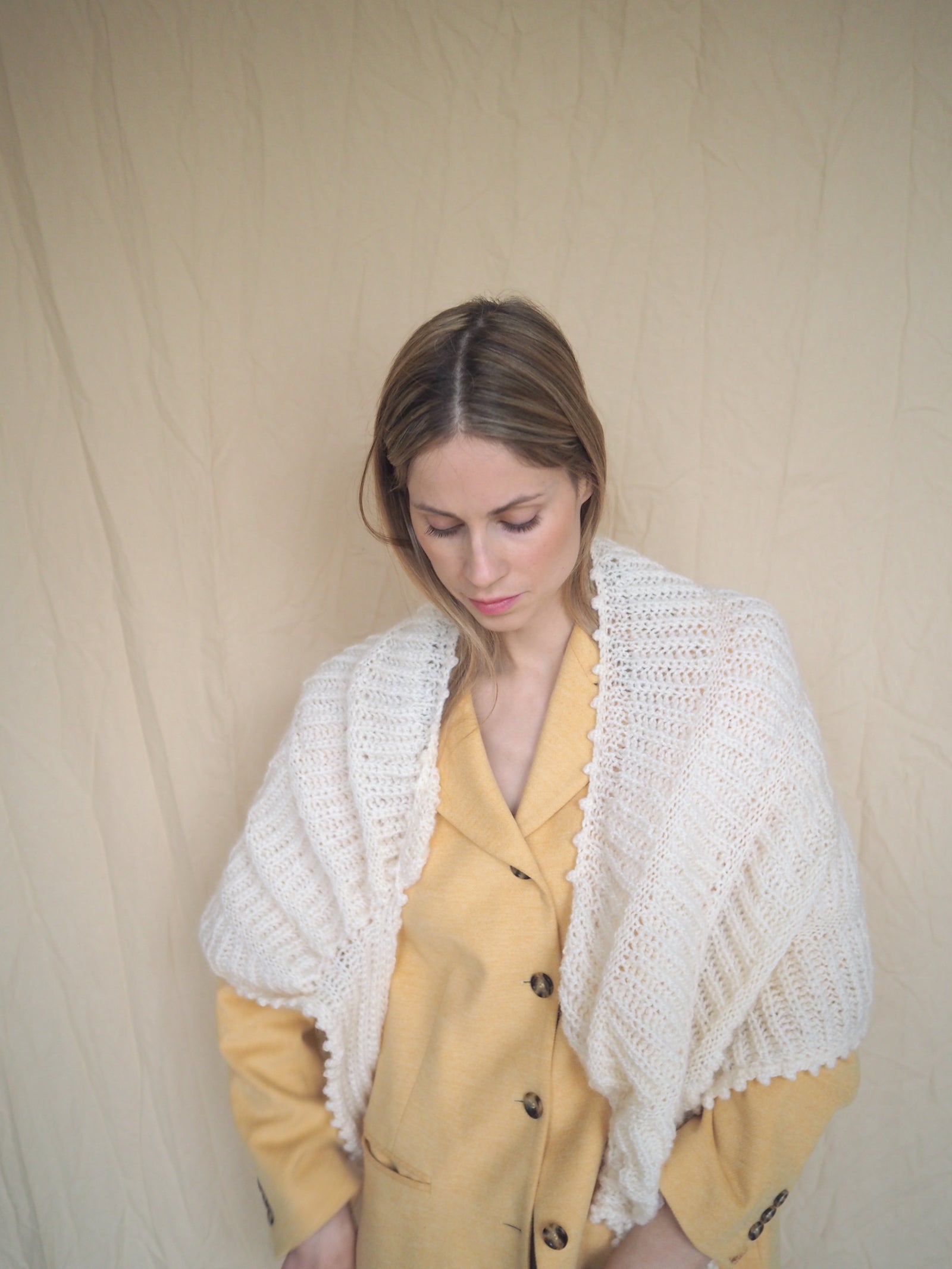 Hand-Knitted Wool Cape