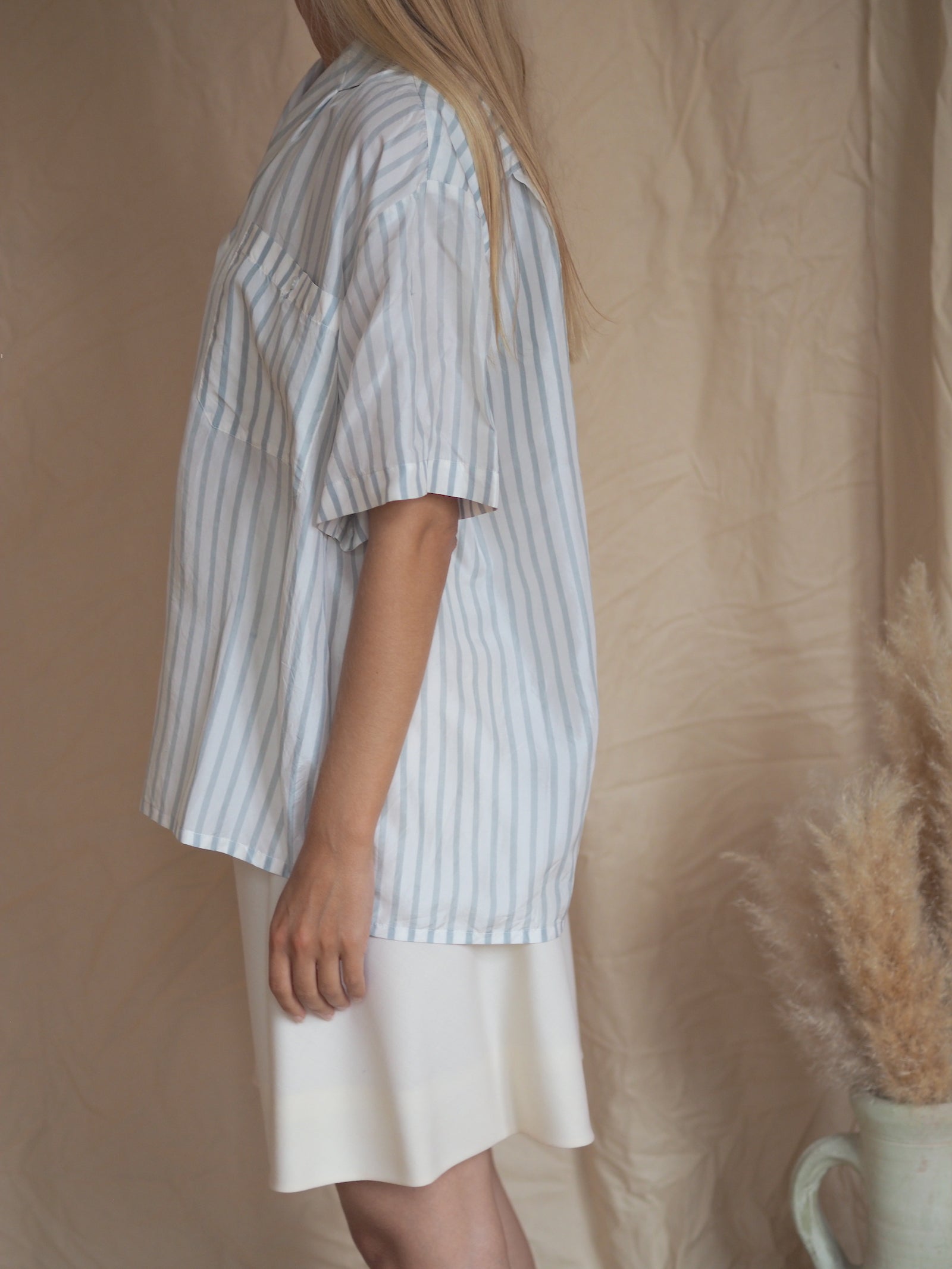 Short-Sleeve Silk Blouse