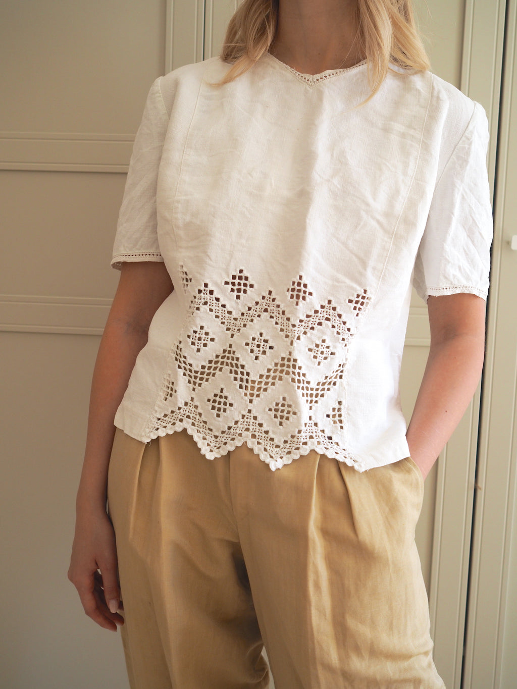 Embellished Linen Top