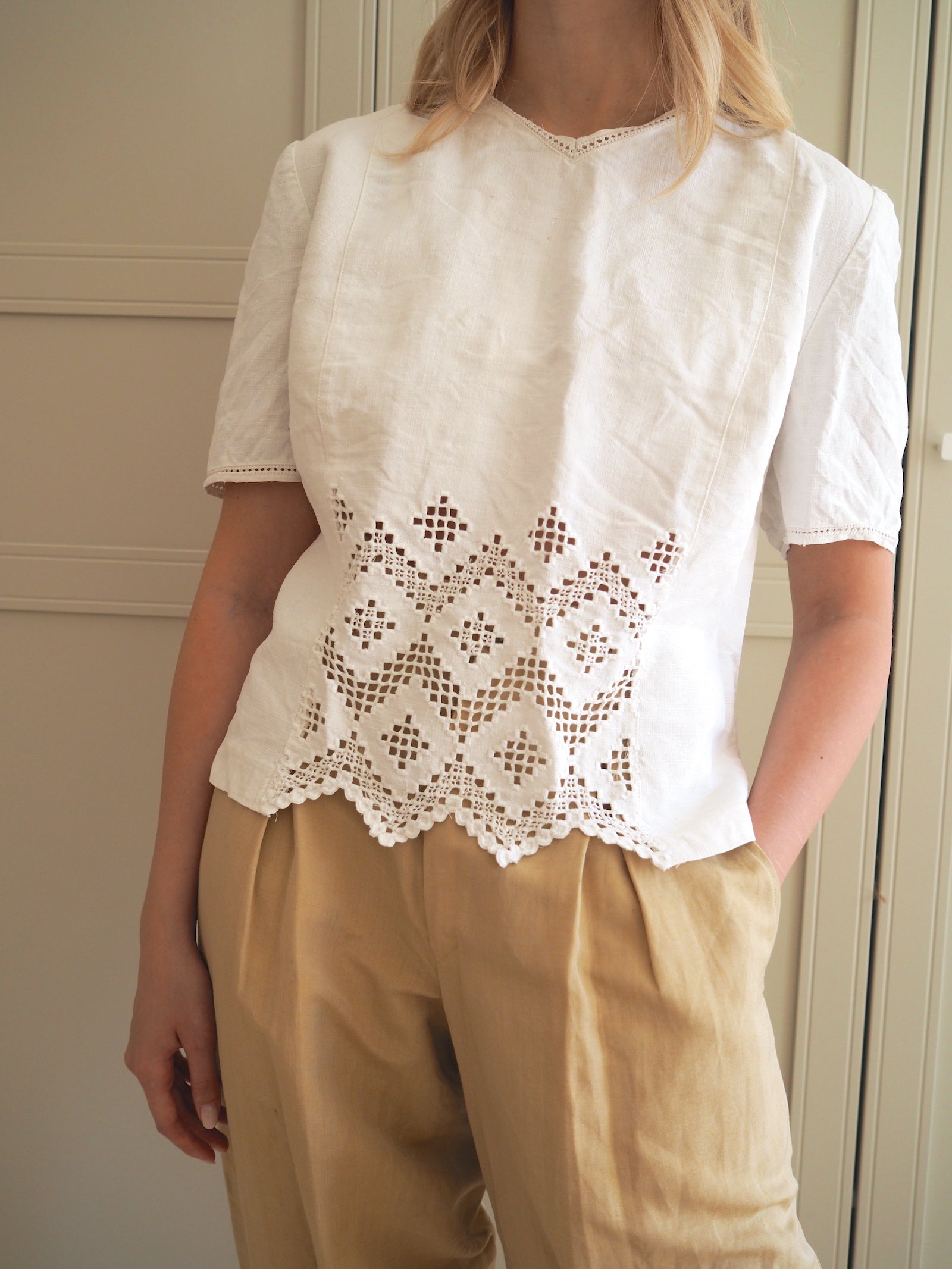 Embellished Linen Top