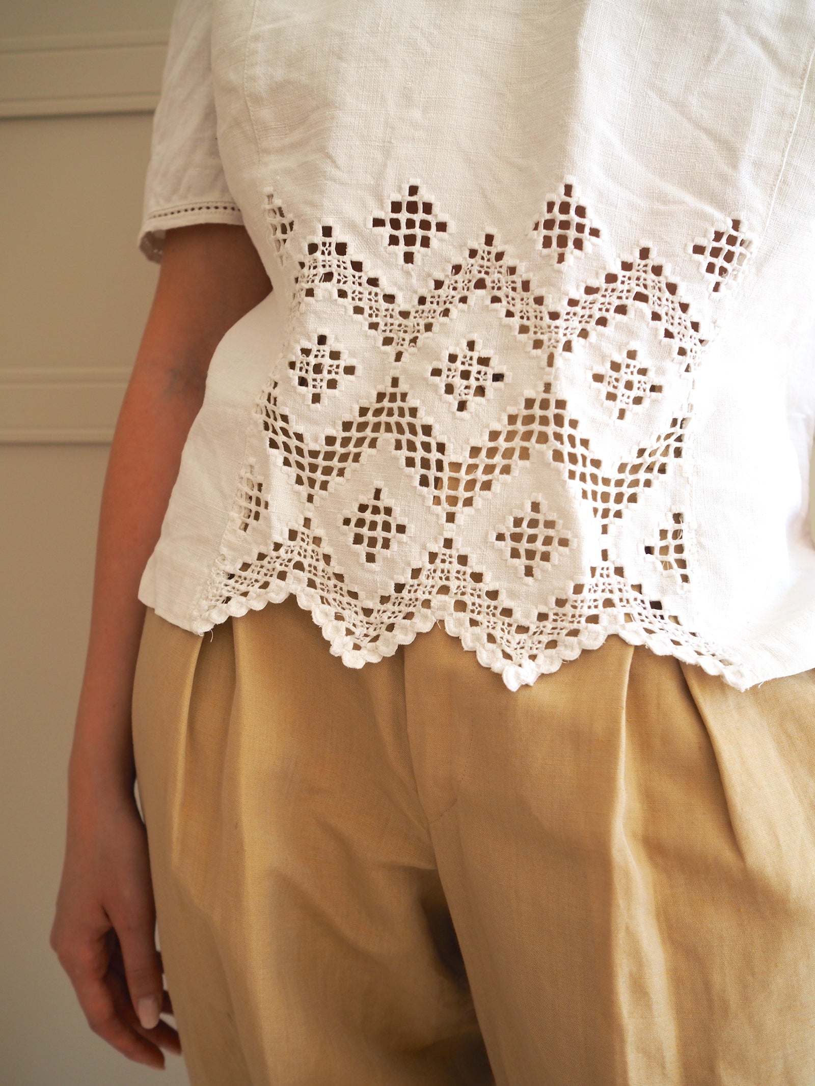 Embellished Linen Top