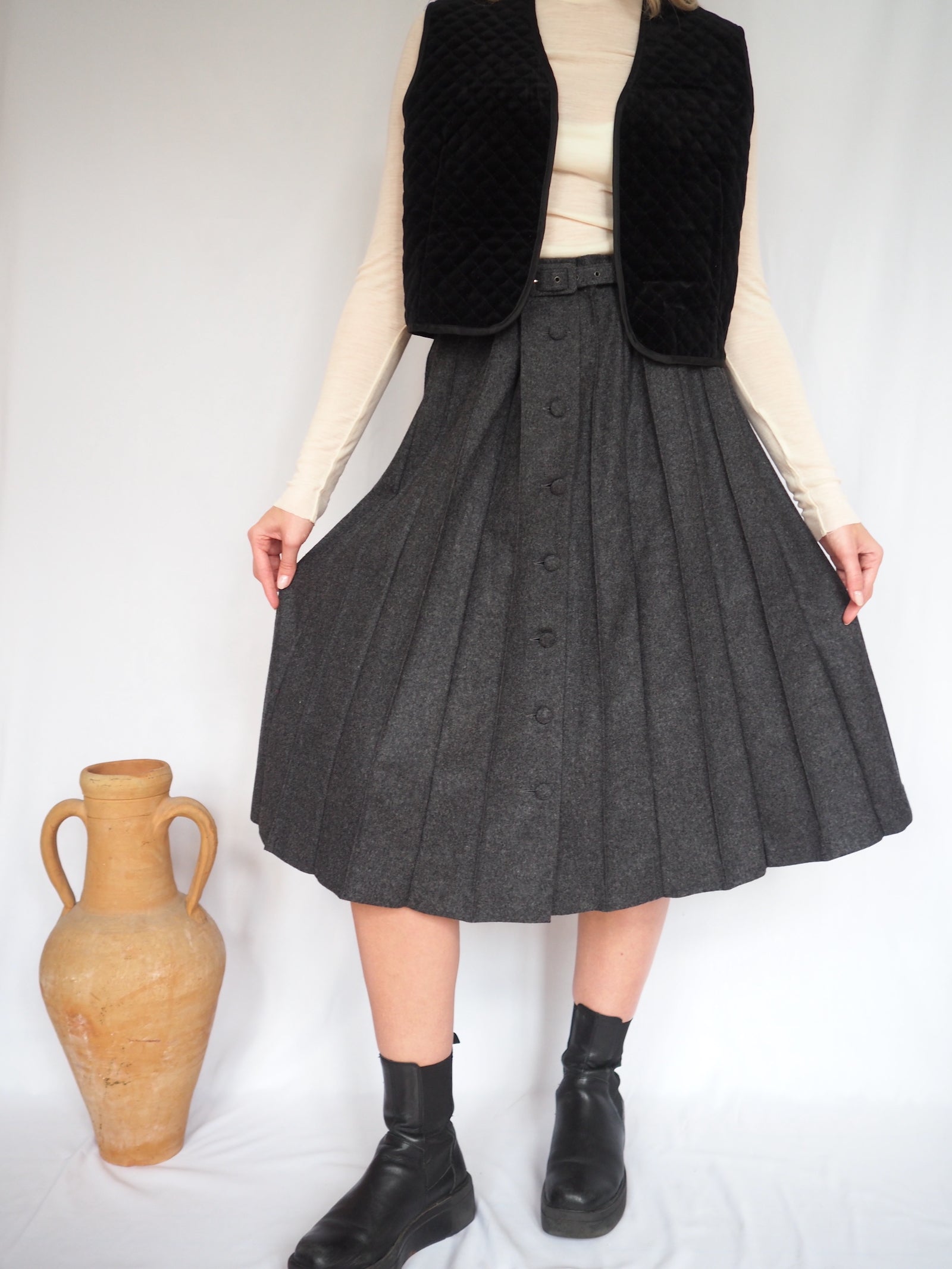 Pleated Wool Skirt