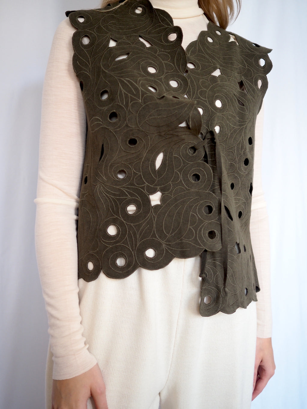 Vest With Floral Cut-Outs