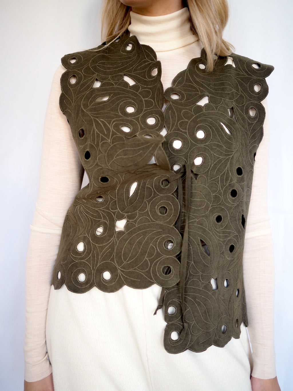 Vest With Floral Cut-Outs