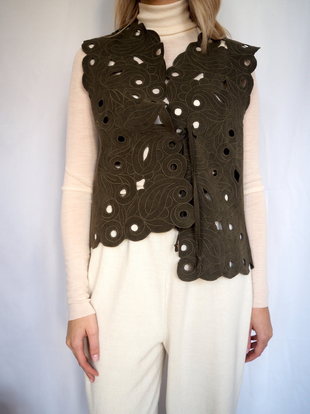 Vest With Floral Cut-Outs