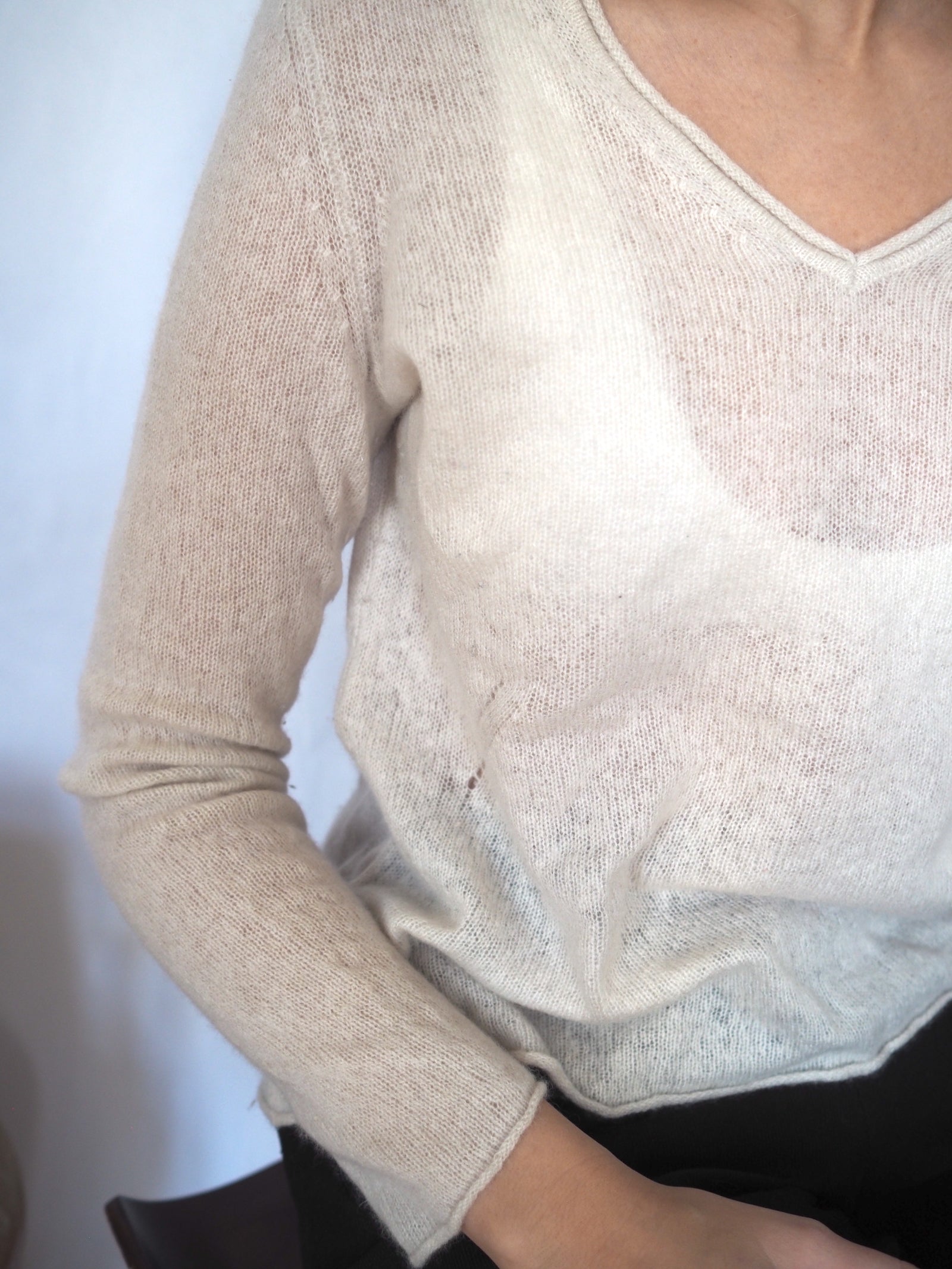 Sheer Mohair V-Neck Jumper