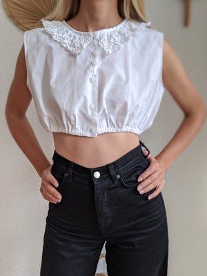 Crop Top With Lace Collar